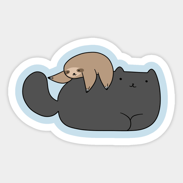 Baby Sloth Playing with Cat's Tail Sticker by saradaboru